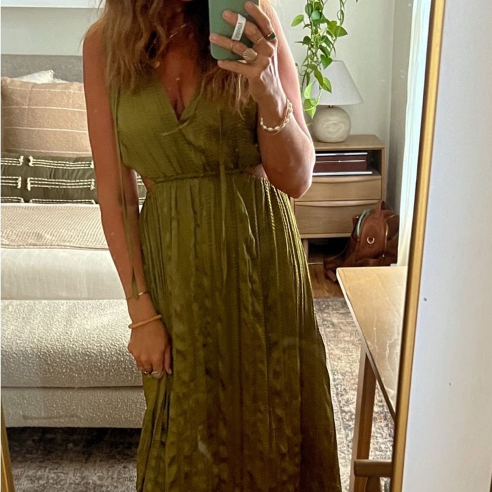 Anthropologie Olive Green Maxi Dress